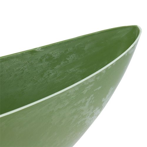 Floristik24 Bote de plástico verde ovalado 39cm x 12.5cm H13cm, 1ud