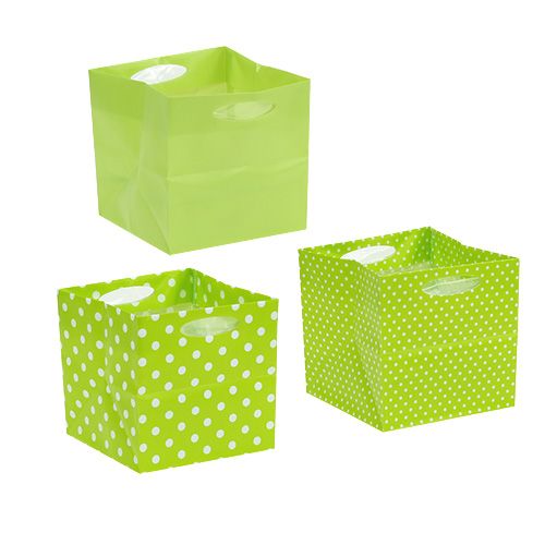 Floristik24 Bolsa de plástico 10,5cm x 10,5cm x 10,5cm Verde 12uds