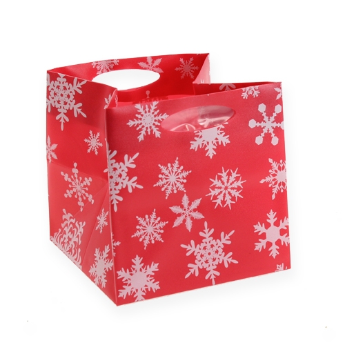 Floristik24 Bolsa de plástico con copos de nieve rojo 10,5cm 12pcs