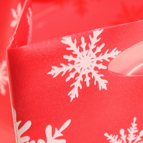 Floristik24 Bolsa de plástico con copos de nieve rojo 10,5cm 12pcs