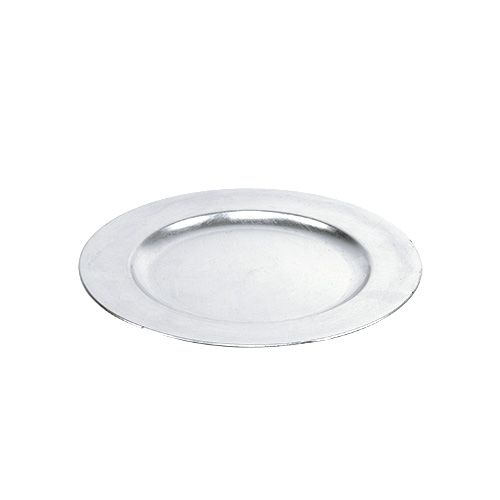 Floristik24 Plato de plástico 25cm plateado con efecto hoja de plata