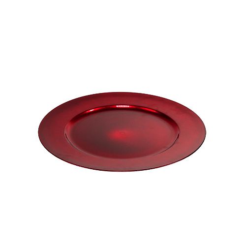Floristik24 Plato de plástico Ø25cm rojo con efecto esmaltado