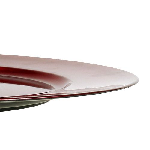 Floristik24 Plato de plástico Ø25cm rojo con efecto esmaltado