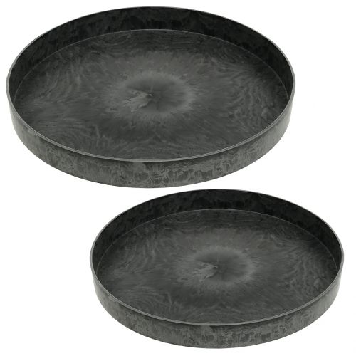 Artículo Plato de plástico plato decorativo gris blanco Ø22cm/27cm juego de 2