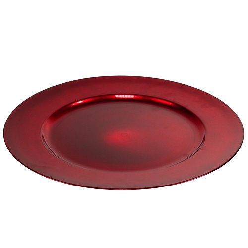 Floristik24 Plato de plástico Ø33cm rojo con efecto esmaltado