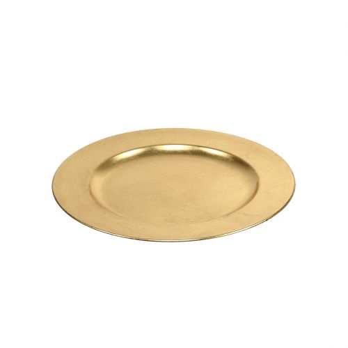 Plato de plástico 25cm dorado con efecto pan de oro