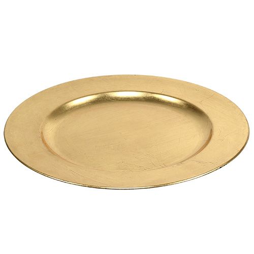 Floristik24 Plato de plástico Ø33cm dorado con efecto pan de oro