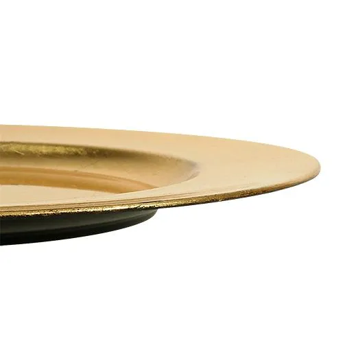 Plato de plástico Ø33cm dorado con efecto pan de oro | Floristik24.es