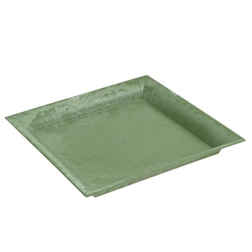 Floristik24 Plato de plástico cuadrado verde 26cm x 26cm