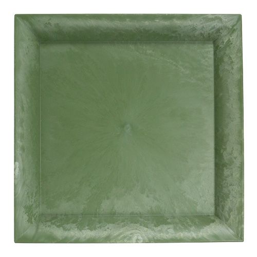 Floristik24 Plato de plástico cuadrado verde 26cm x 26cm