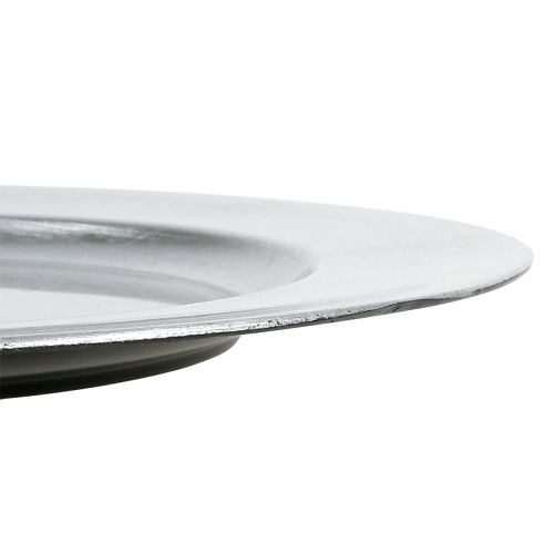 Artículo Plato de plástico plateado Ø33cm con efecto esmaltado