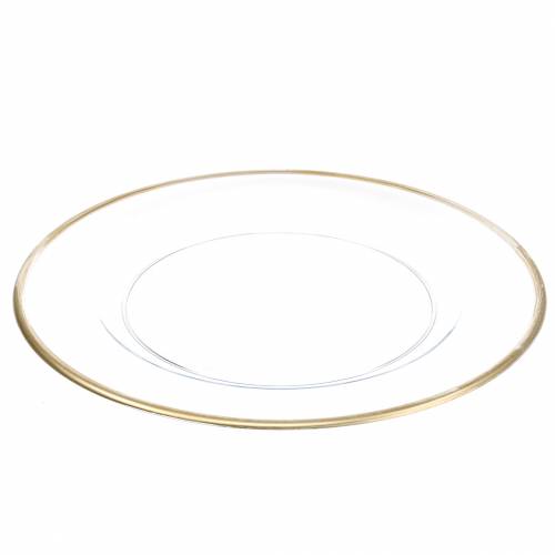 Floristik24 Plato decorativo con borde dorado plástico transparente Ø33cm