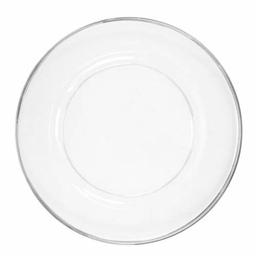 Artículo Plato decorativo con borde plateado plástico transparente Ø33cm