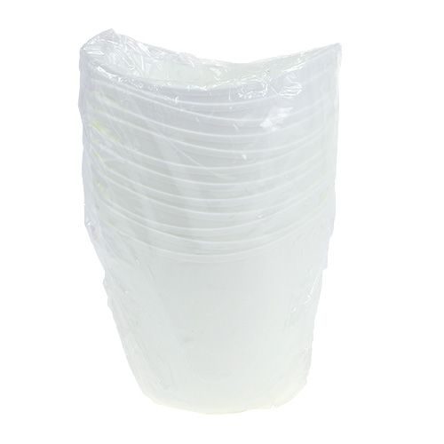 Floristik24 Macetas de plástico con asas 12 piezas. 14cmx12cm blanco