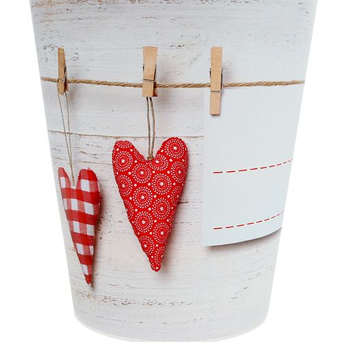 Floristik24 Crema de plástico con corazones Ø12cm H13,5cm 1p
