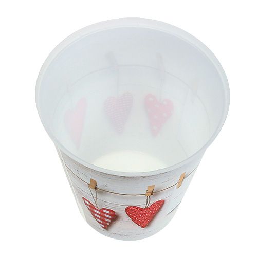Floristik24 Crema de plástico con corazones Ø12cm H13,5cm 1p