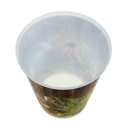Floristik24 Maceta de plástico con motivos de hierbas Ø12cm H13,5cm, 1pce