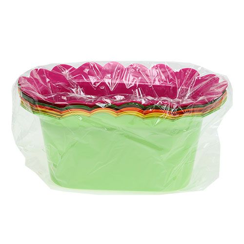 Floristik24 Maceta de plástico surtido de colores ovalados. 22x12cm 10 piezas
