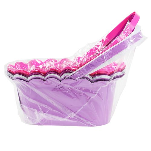 Floristik24 Maceta de plástico ovalada con asa multicolor 21,5cm x 11cm 10ud