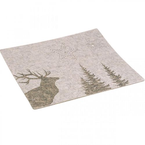 Floristik24 Mantel individual decoración mesa navideña fieltro marrón 45×35cm 4ud