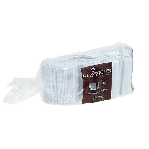 Floristik24 Puños plisados blanco 8,5cm 100 piezas