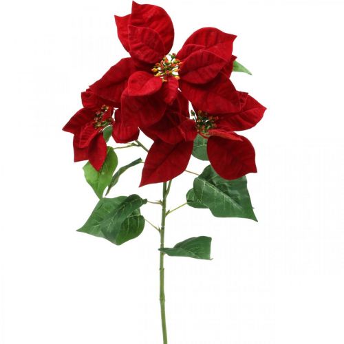 Floristik24 Flor de nochebuena artificial tallo rojo 3 flores 85cm