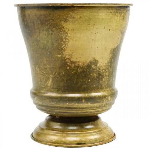 Macetero vintage florero de metal latón Ø17cm H19cm | Floristik24.es
