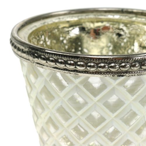 Floristik24 Taza de cristal candelita plata campesina H9cm
