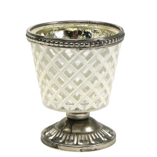 Floristik24 Taza de cristal candelita plata campesina H9cm