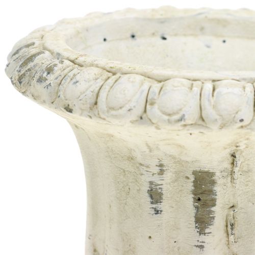 Floristik24 Copa de piedra antigua de fundición de crema Ø9cm H12cm 2pcs