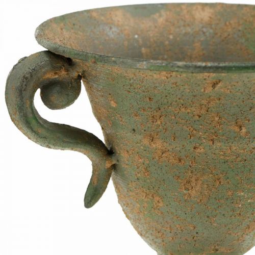 Floristik24 Ánfora de metal, taza para plantas, taza con asas Ø12.5cm H15cm