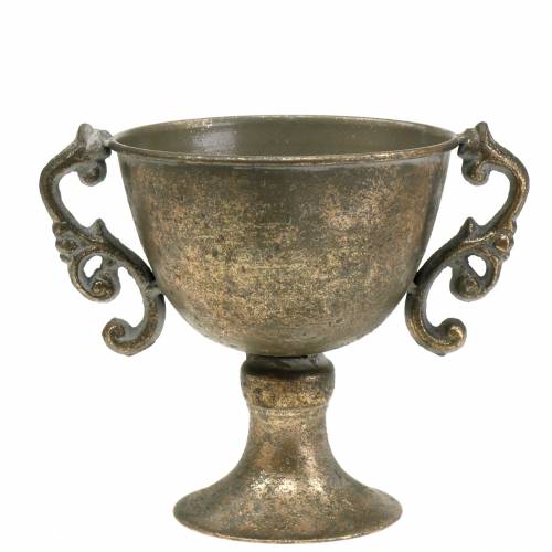 Floristik24 Taza de metal oro antiguo Ø14cm H16cm