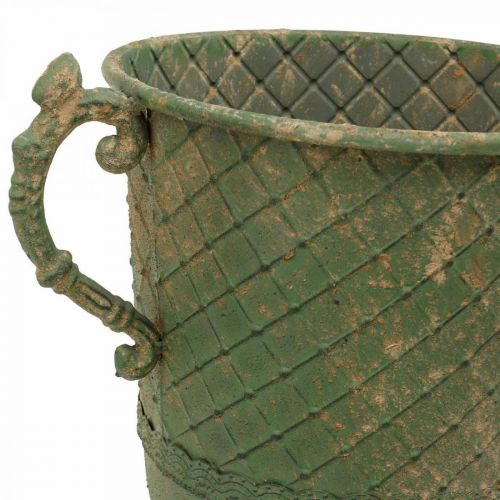 Floristik24 Copa de metal para plantar, copa con asas, jardinera Ø25cm H43cm