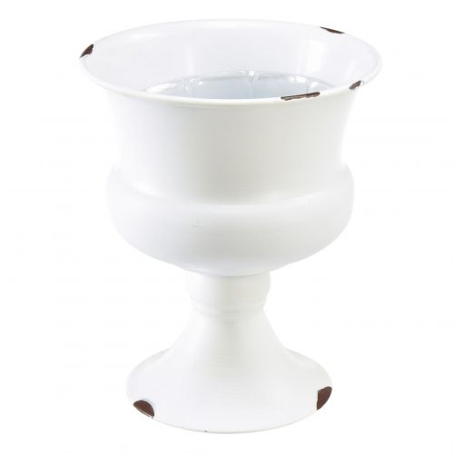 Artículo Taza para plantar metal blanco shabby chic Ø13,5cm H19cm