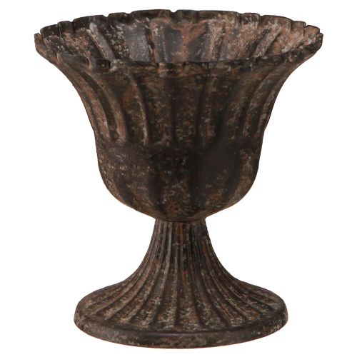 Floristik24 Jarrón taza taza decorativa metal marrón antiguo Ø14cm H12cm