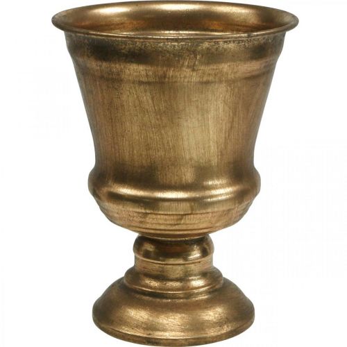 Jarrón de copa copa dorada decoración antigua metal Ø14cm H18.5cm