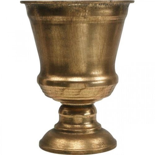 Floristik24 Jarrón de copa copa dorada decoración antigua metal Ø14cm H18.5cm