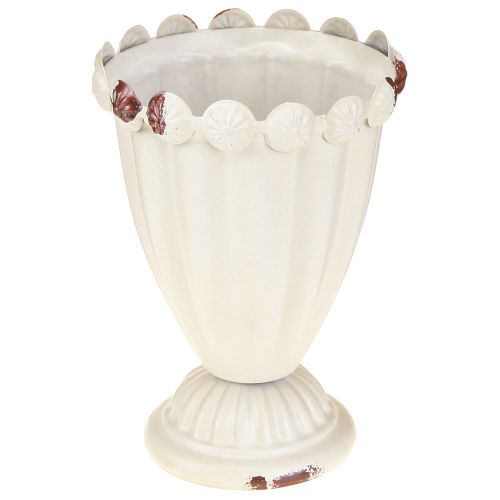 Artículo Jarrón de taza taza decorativa de metal marrón crema Ø9cm H13cm