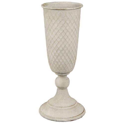 Floristik24 Jarrón de copa de metal vintage en gris Ø10cm H24cm