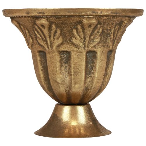 Floristik24 Taza jarrón decoración taza metal dorado aspecto antiguo Ø13cm H11,5cm