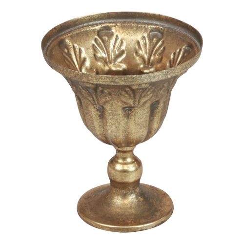 Floristik24 Taza jarrón decoración taza copa de metal oro antiguo Ø13cm H15.5cm