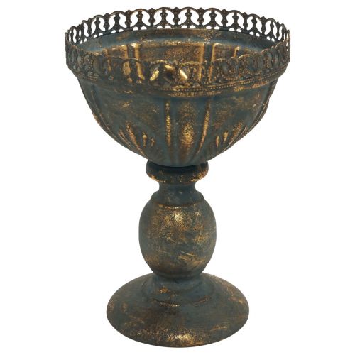 Artículo Jarrón de copa trofeo decorativo de metal gris dorado antiguo Ø15,5cm H22cm