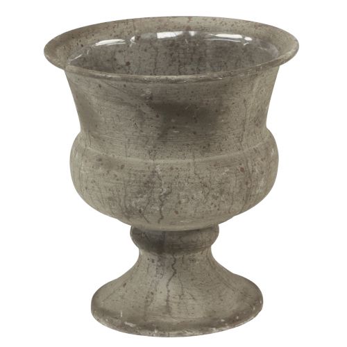 Floristik24 Jarrón taza cuenco decorativo de metal gris antiguo Ø13,5cm H15cm