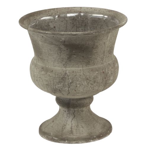 Floristik24 Jarrón de taza cuenco decorativo de metal gris antiguo Ø13,5cm H15cm