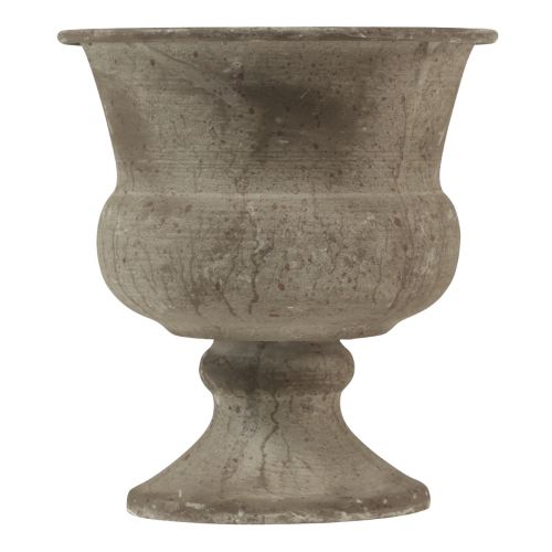 Floristik24 Jarrón taza cuenco decorativo de metal gris antiguo Ø13,5cm H15cm
