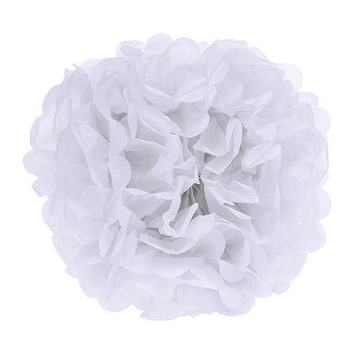 Floristik24 Pompón de papel Blanco Ø30cm 5piezas