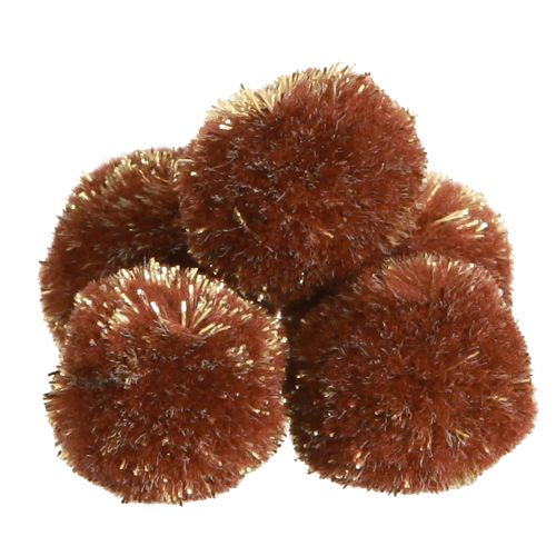 Floristik24 Pompones con purpurina marrón pompones 2,5cm 2 bolsas – 24ud