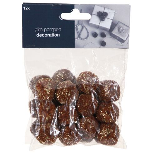 Artículo Pompones con purpurina marrón pompones 2,5cm 2 bolsas – 24ud
