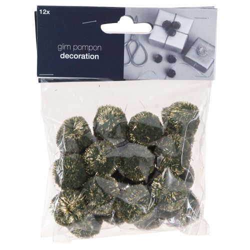 Artículo Pompones con purpurina verde pompones 2,5cm 2 bolsas – 24 piezas