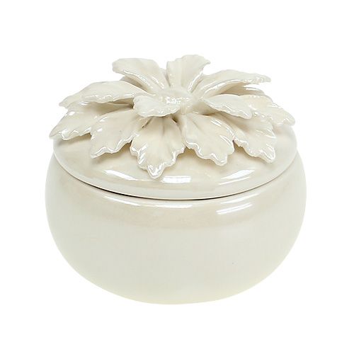 Floristik24 Caja de porcelana crema Ø7,5cm H6cm